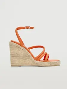 MANGO Women Orange Solid Wedge Heels