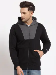 Kalt Men Black Colourblocked Hooded Sweatshirt