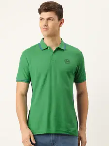 Peter England Men Green Polo Collar Slim Fit T-shirt