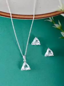 Studio Voylla 925 Sterling Silver Studded Pendant Set