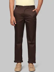 Park Avenue Men Brown Solid Slim Fit Trousers