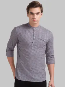 Parx Men Grey Slim Fit Printed Cotton Casual Shirt