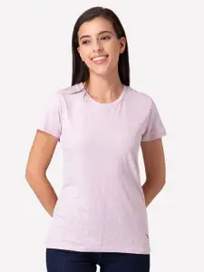 Vami Women Lavender Slim Fit T-shirt
