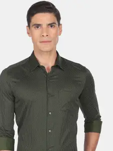 Arrow New York Men Green Slim Fit Printed Casual Shirt