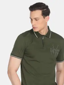 Arrow New York Men Green Polo Collar T-shirt