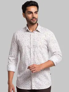 Parx Men White & Brown Slim Fit Printed Casual Shirt