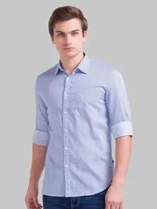 Parx Men Blue Slim Fit Pure Cotton Casual Shirt