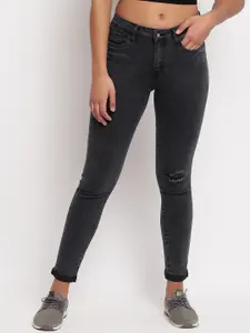 TALES & STORIES Women Black Skinny Fit Mildly Distressed Stretchable Jeans