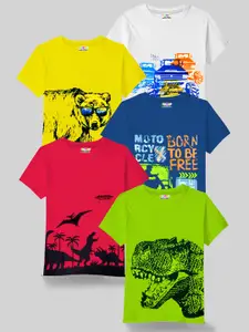 KUCHIPOO Boys Blue & Pink 5 Printed Applique T-shirt