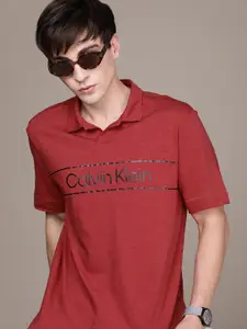 Calvin Klein Jeans Men Red & Black Brand Logo Printed Pure Cotton T-shirt