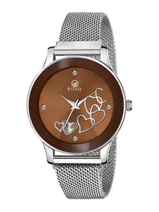Septem Women Brown Dial & Silver Toned Bracelet Style Straps Analogue Watch-SP-125