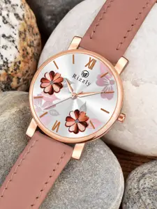 Septem Women Pink Embellished  Dial & Pink Leather Straps Analogue Watch