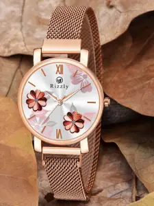 Septem Women Pink Dial & Rose Gold Toned Stainless Steel Analogue Watch-SP-152.Pink