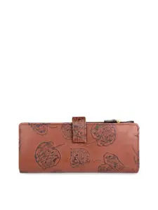 Hidesign Women Tan Floral Textured Leather Two Fold Wallet