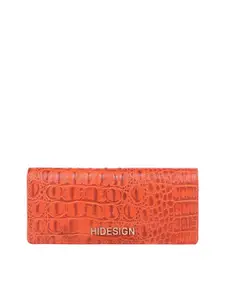 Hidesign Women Orange Animal Textured Leather Two Fold Wallet