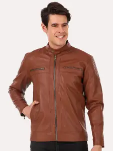Leather Retail Men Brown PU Outdoor Biker Jacket