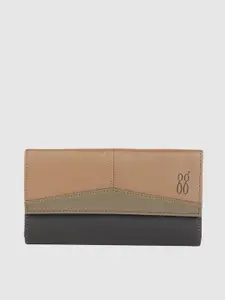 Baggit Women Black & Brown Solid Applique Three Fold Wallet