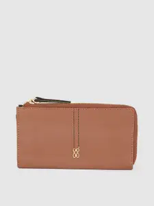 Baggit Women Tan Brown Solid Zip Around Wallet