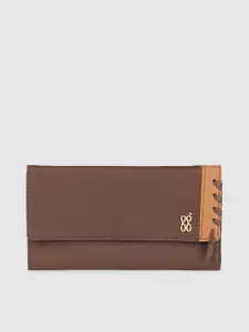 Baggit Women Coffee Brown Solid Applique Three Fold Wallet