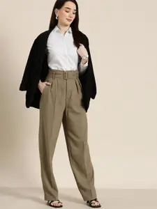 Hancock Women White Standard Slim Fit Printed Cotton Satin Formal Shirt