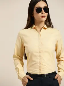 Hancock Women Yellow Standard Slim Fit Formal Shirt