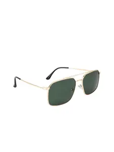 OPIUM Men Green Lens & Gold-Toned Square Sunglasses with Polarised and UV Protected Lens