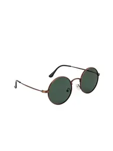 OPIUM Women Green Lens & Brown Round Sunglasses with Polarised and UV Protected Lens