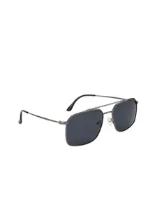 OPIUM Men Grey Lens & Gunmetal-Toned Square Sunglasses with Polarised and UV Protected Lens
