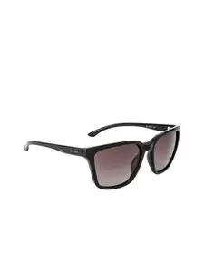OPIUM OPIUM Men Brown Lens & Black Wayfarer Sunglasses with Polarised and UV Protected Lens