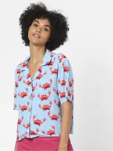 ONLY Women Blue Printed Casual Shirt