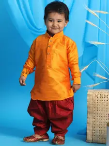 VASTRAMAY SISHU Boys Orange Kurta with Dhoti Pants