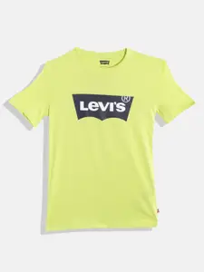 Levis Boys Yellow & Black Brand Logo Printed Pure Cotton T-shirt