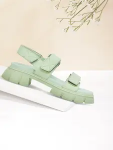MANGO Mint Green Solid Platform Heels