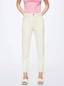 MANGO Women Off White Mom Fit Stretchable Jeans