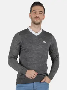 Monte Carlo Men Grey v-neck Pullover sweater