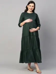 MomToBe Green Maternity Nursing Empire Maxi Sustainable Dress