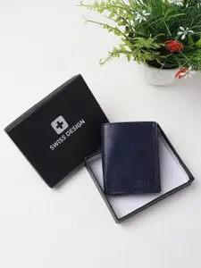 Swiss Design Men Blue Three Fold Wallet