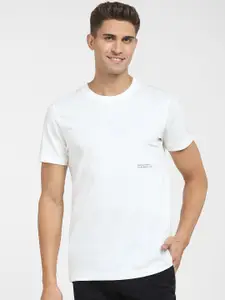SELECTED Men White Printed T-shirt