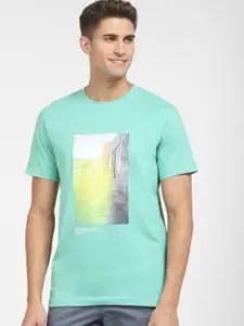 SELECTED Men Green Printed Organic Cotton T-shirt