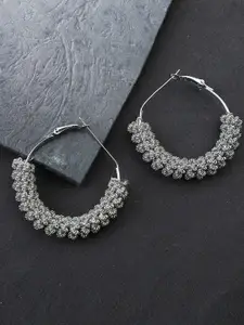 Bhana Fashion Women Silver-Toned Contemporary Hoop Earrings