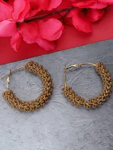 Bhana Fashion Gold-Toned Contemporary Hoop Earrings