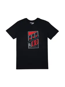 Gini and Jony Boys Black Typography T-shirt