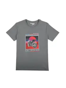 Gini and Jony Boys Grey Printed T-shirt