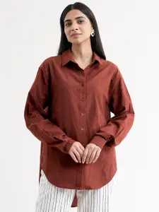 FableStreet Women Brown Comfort Formal Shirt