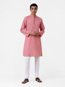Fabindia Men Pink Kurta
