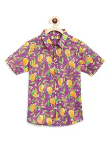 Tiber Taber Boys Purple Mango Printed Casual Shirt