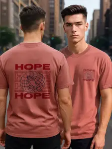 Maniac Men Dusty Rose Pink Regular Fit Typography T-shirt