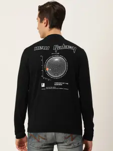 Maniac Men Black & White Printed Slim Fit Pure Cotton T-shirt