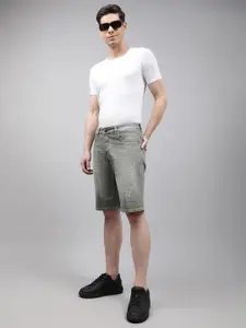 LINDBERGH Men Olive Green Denim Shorts