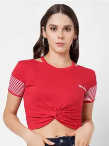 Pepe Jeans Women Red Crop T-shirt